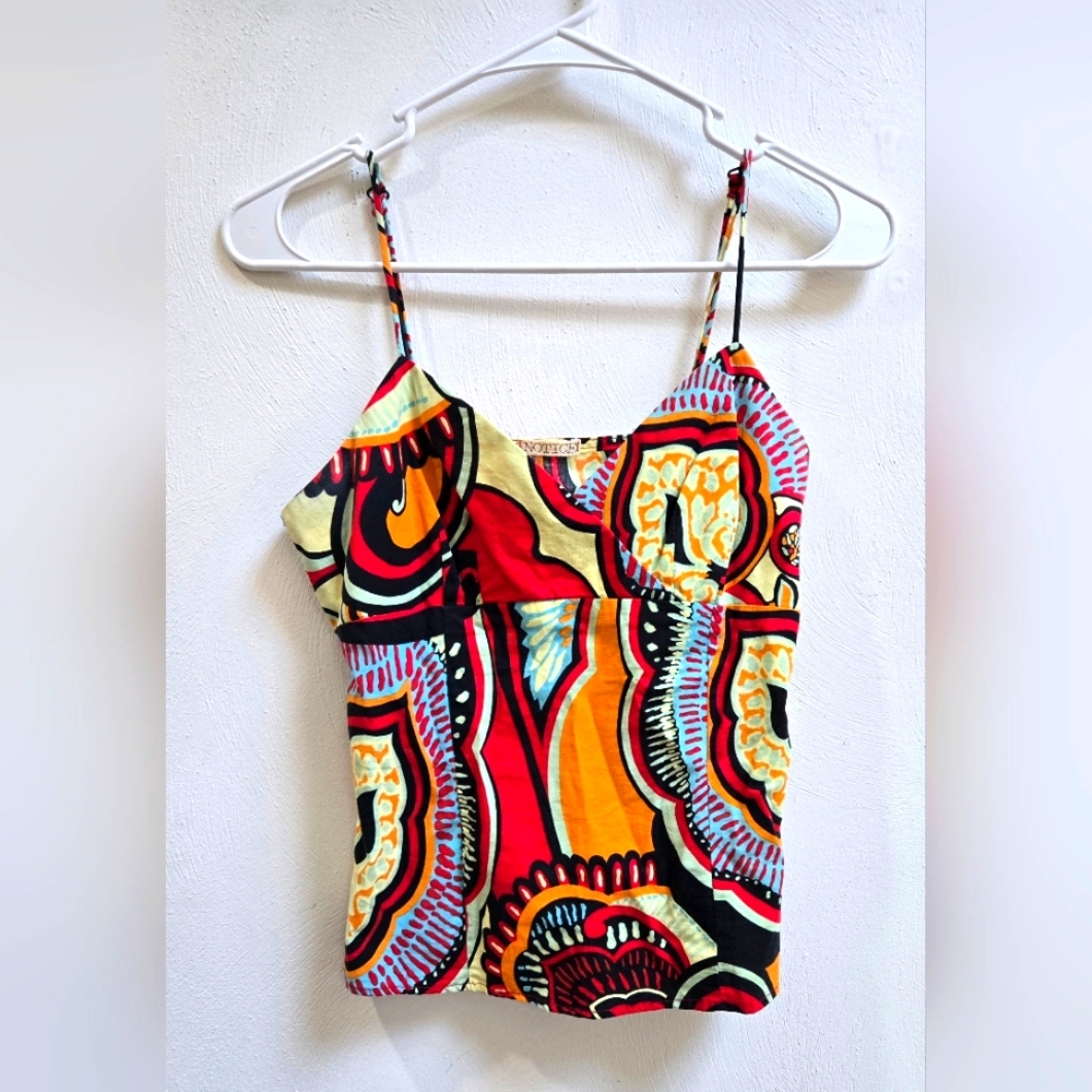 *SOLD ON DEPOP* Notice Vibrant Multicolor Funky Pattern Women's Top Small
